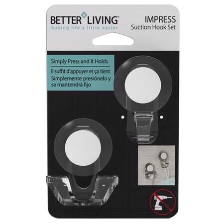 Better Living Impress 3 in. H X 1.75 in. W X 2.25 in. L Matte Clear Bath Hook 13873